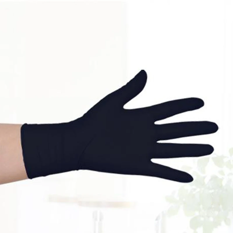 50 пар Черные одноразовые нитриловые перчатки Ambidextrous водонепроницаемые маслостойкие для медицинского использования промышленные перчатки для татуировки
