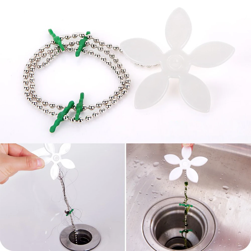 Sewer Hair Cleaner Small Flower Chain Kitchen Sink Pipeline Cleaning Hook Article Bathroom Anti-Blocking Drainage Facility | Дом и сад