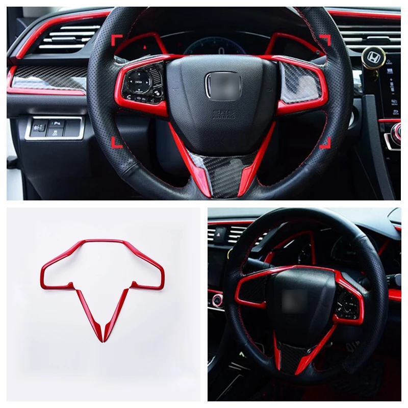 pcmos ABS Carbon Fiber Interior Dashboard Vent Cover Trim For Honda Civic 10th Interior Mouldings Stickers New