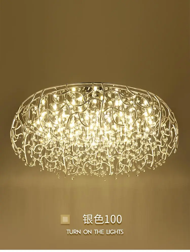 Светодиодный современный потолочный светильник в виде листьев с кристаллами, скандинавские украшения для дома, спальни, гостиной, подвесной светильник - Цвет абажура: Diameter 100cm