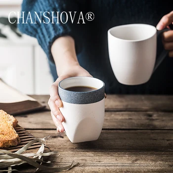 

CHANSHOVA 140/280ml Ceramic Teacup Small and Large Coffee Cups Couple mug High temperature firing China Porcelain H387