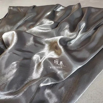 

Mercerized Cotton Silk Satin Fabric Black silver DIY Pajamas Shirt Kungfu suit Cheongsam Bridal Evening Dress Designer Fabric