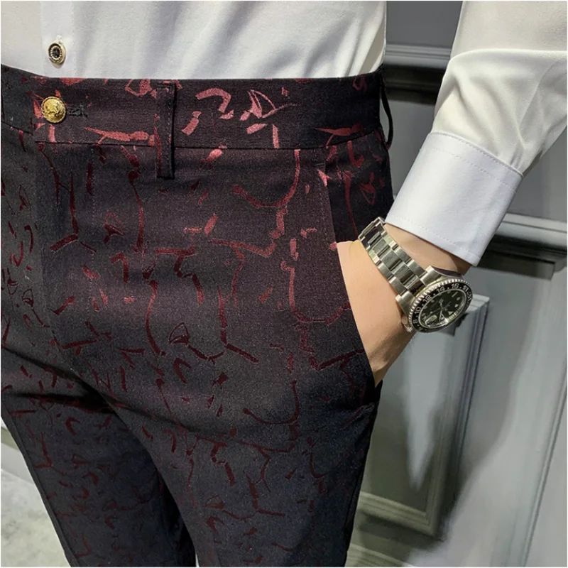 Classic Jacquard Suit Pants Spring Men Social Trousers Slim Business Casual Formal Pants Office Suit Trousers Men business pants suit pants men pants