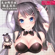 Sakurajima Mai аниме 3D Oppai коврик для мыши с гелевой поддержкой запястья