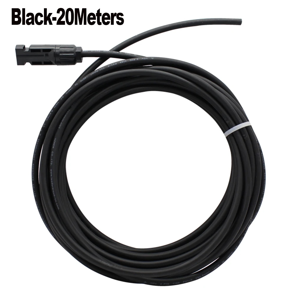 1Pair Red + Black Solar PV Cable Connector Solar Copper Wire with 1Pair of Male and Female Connector 6/4/2.5 mm2 10/12/14 AWG