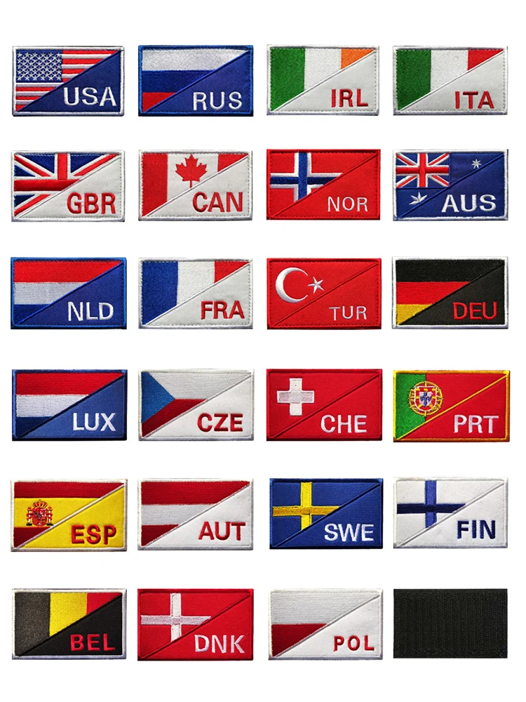 Description Picture 2 of itemFlag coding Brazil Spain Russia Embroidered Hook Loop badge Cloth Stickers Army Tactical Patch Backpack Hat Personality Military