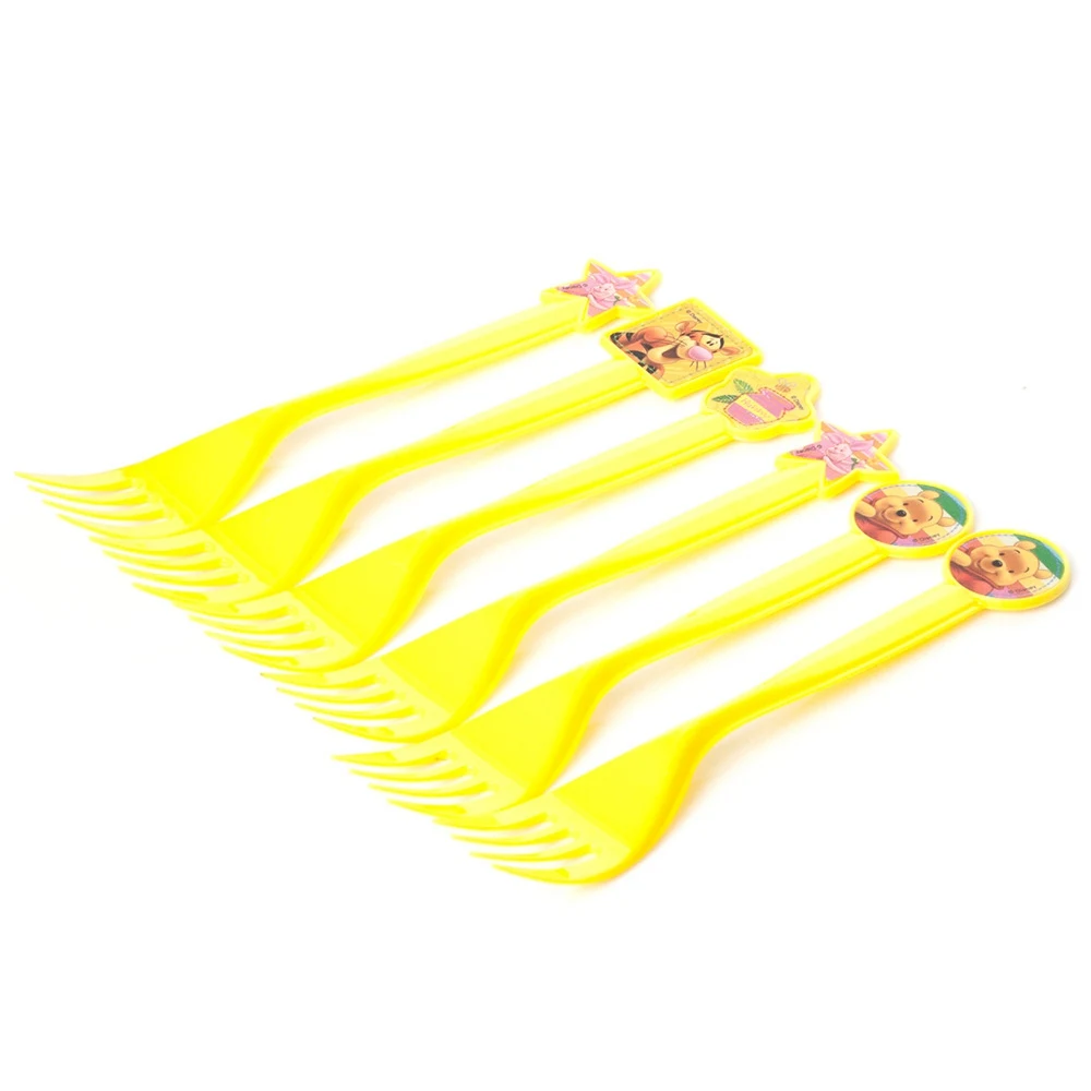 Disney Winnie Animal Bee Thankgiving Party Tableware Set Cup Plate Napkin Hat Horn Birthday Spring Festival Party Supplies - Цвет: Fork 6pcs