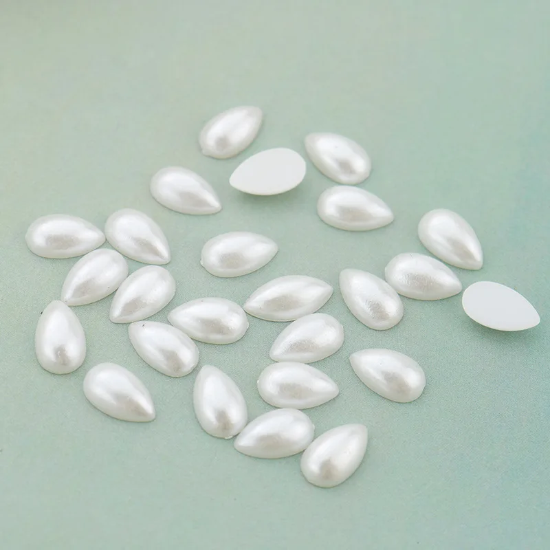 10-500pcs ABS FlatBack Water Drop Pearl Beads For DIY Scrapbook Nail Art Jewelry Decoration