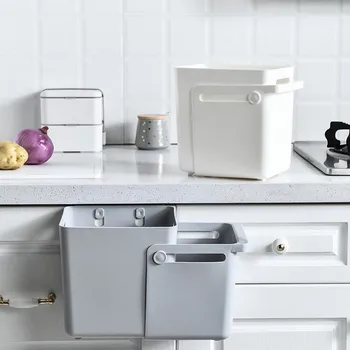 

Creative Telescopic Trash Can Plastic Household Kitchen Trash Punch-Free Wall-Mounted Trash Can Dry Wet Garbage Classification