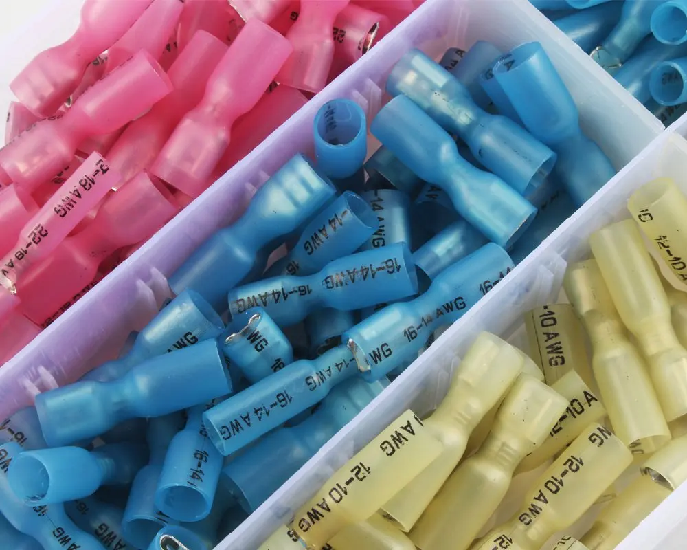 Najtaniej 220 sztuk wodoodporne uszczelnienie zaciski termokurczliwe Splice izolowane żeńskie męskie Spade złącza przewodów elektrycznych asortyment AWG