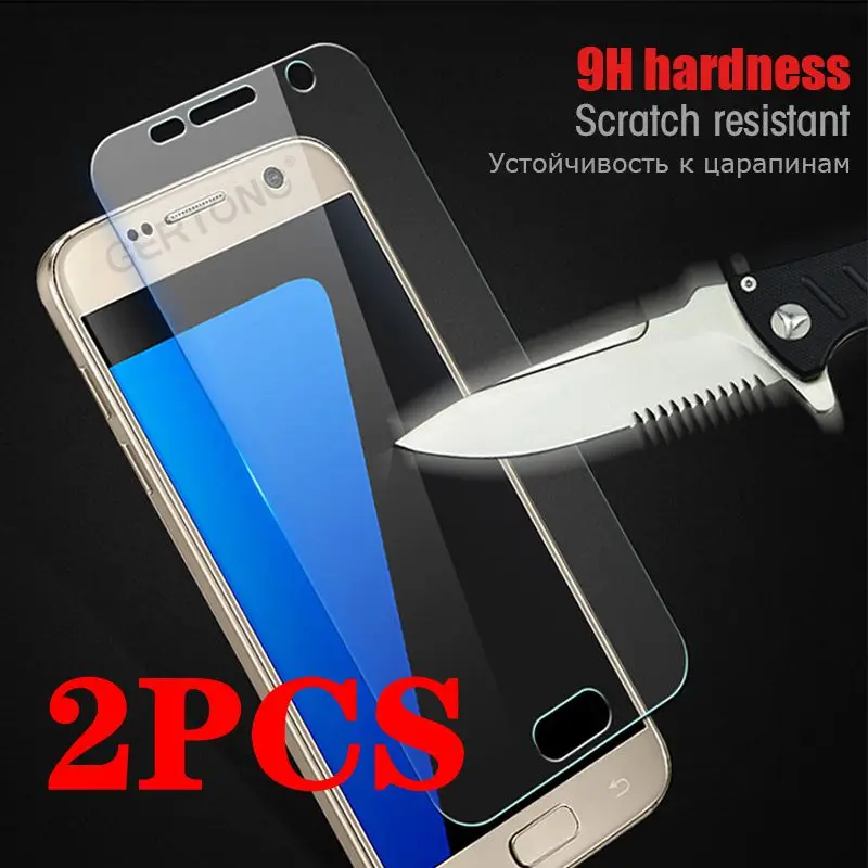 2 шт. закаленное Стекло для samsung Galaxy J3 J330 J5 J530 J7 J730 A3 A5 A7 2017 J320F J510F J710F A8 A6 плюс 2018