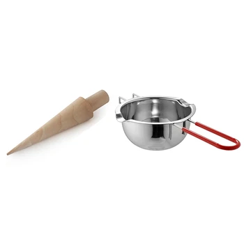 

3 Pcs Wooden Decorating Roller Home Kitchen Tool Pastry Cake Mold & 1 Pcs Stainless Steel Anti-Scald Handle Hot Pot