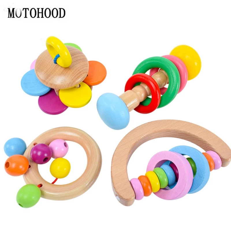 MOTOHOOD Kids Montessori Wooden Toys Blocks Kid Learning Toy Baby Music Rattles Colorful Wooden Blocks Education (4)