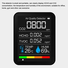 Novo detector de gás co2 medidor multifuncional casa qualidade do ar monitor temperatura e umidade tester display lcd com luz de fundo