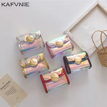 

KAFVNIE Summer Children's PVC bag 12cm for Child Jelly Dazzling Colors Shoulder HandBag Silicon Tote Beach Satchel bag Purse