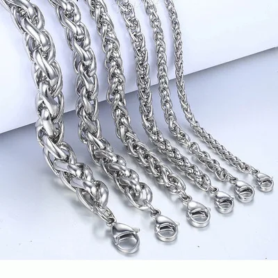 Высококачественный мужской браслет из титановой стали, серебряная цепочка, браслеты для женщин, мужские ювелирные изделия из нержавеющей стали 3 мм/4 мм/5 мм/6 мм