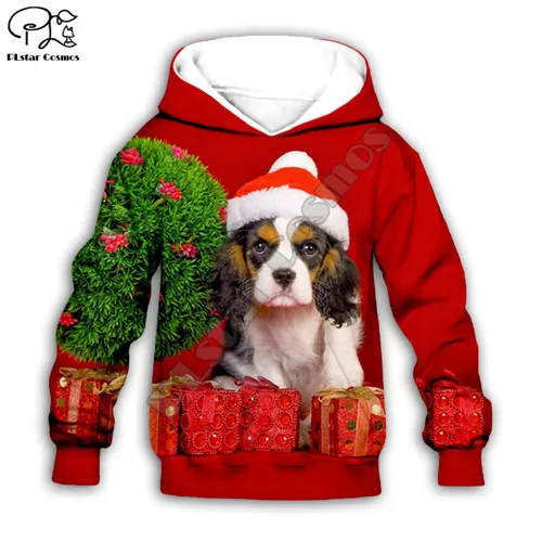 Kids hoodies Kids 3D Cute Santa Dogs print merry christmas hoodies child baby boy girl autumn Sweatshirt zipper jacket Dogs - Цвет: Kids hoodies