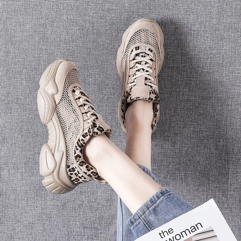 

Breathable Mesh Dad Shoes Women's 2019 Summer New Style Leopord Pattern Casual INS Ultra-Fire hong zhi Smoked Shoes