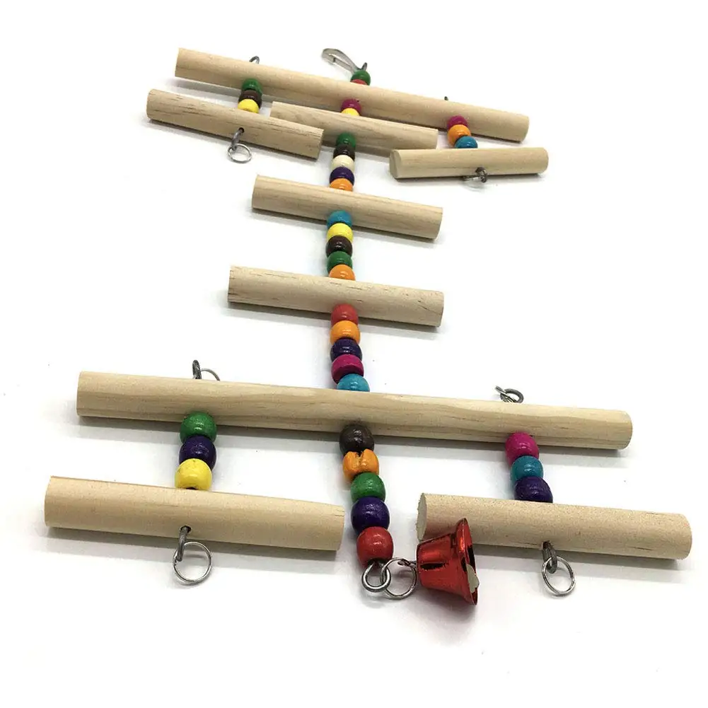 Bird Wood Climbing Ladder Parrot Swing Stand Toy for Parakeet Cockatiel Conure Finch African Grey Macaw Cage Perch