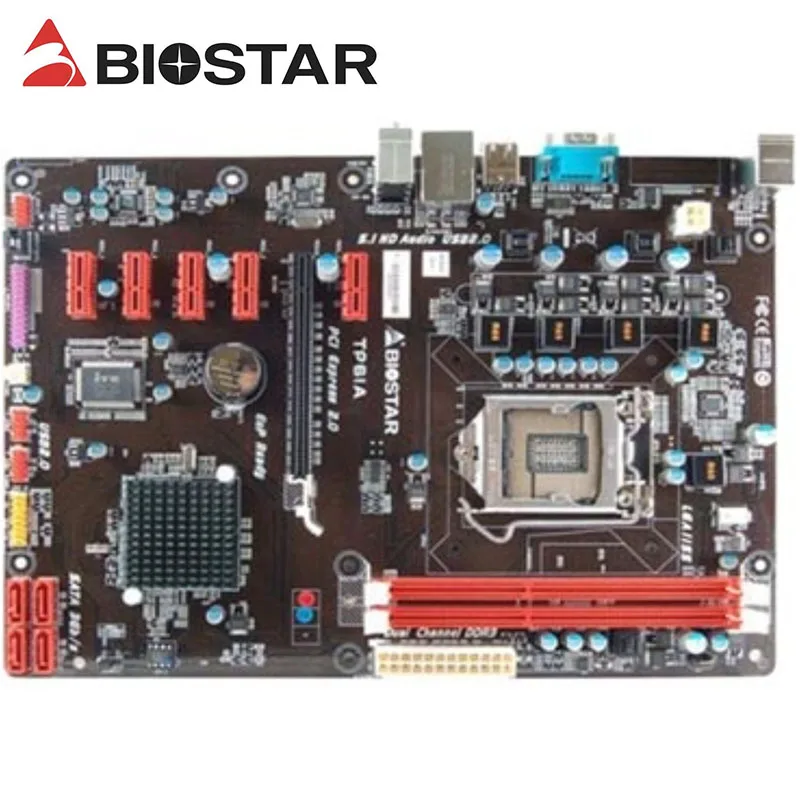 Материнская плата для BIOSTAR TP61 б/у H61 H81 B250 ETH BTC PRO 6GPU 6PCIE материнская майнинга LGA 1155 i7