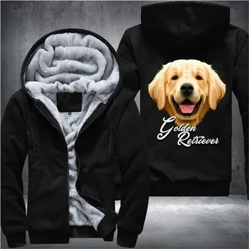 

2020 Golden Retriever Mens Winter Hoodies Male Harajuku High Quality Casual Sweatshirts Zipper Sportswear Thicken Warm Outwear