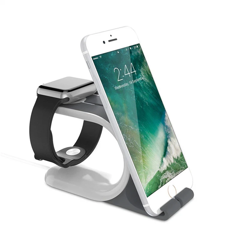 2 в 1 резиновая подставка для Apple Watch Serie 4 3 2 1 IPhone XS X Max 8 7 6 6S 5 Plus док-станция офисный Настольный держатель для телефона кронштейн