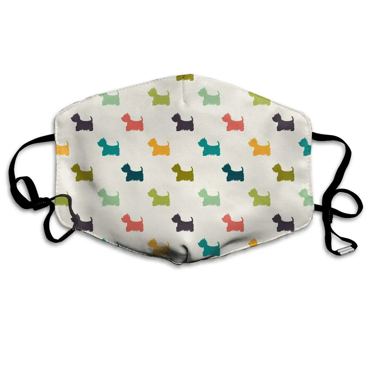 Dog Silhouettes On Polka Dot Washable Reusable Mask Cotton Anti Dust Half Face Mouth For Kids Teens Men Women With | Спорт и