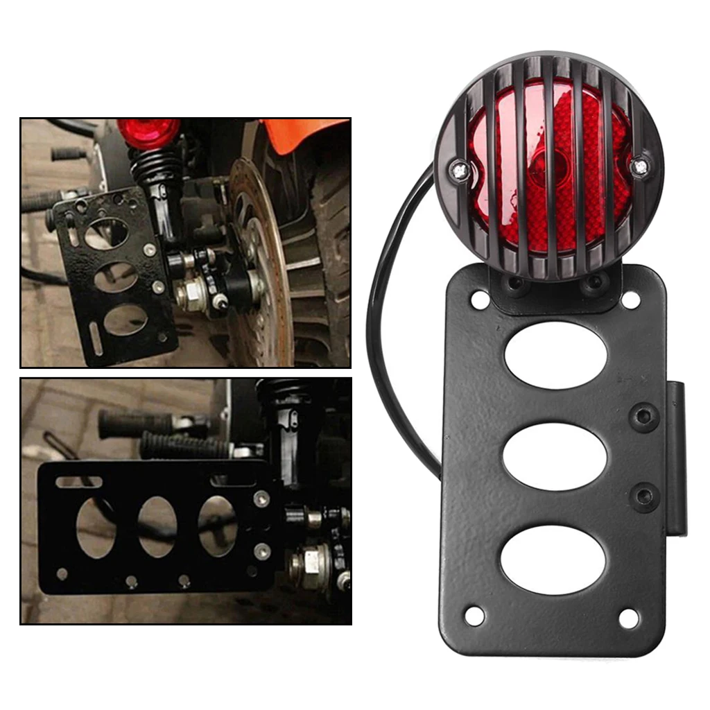 Motorcycle LED Brake Tail Light License Plate Lamp w/ Bracket for Harley Chopper
