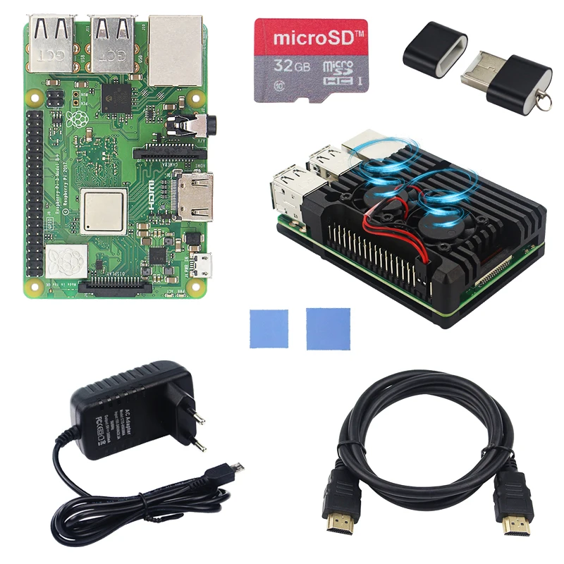 Kit de iniciación Raspberry Pi 3 Modelo B +/B, funda, tarjeta SD de 32 GB, adaptador de