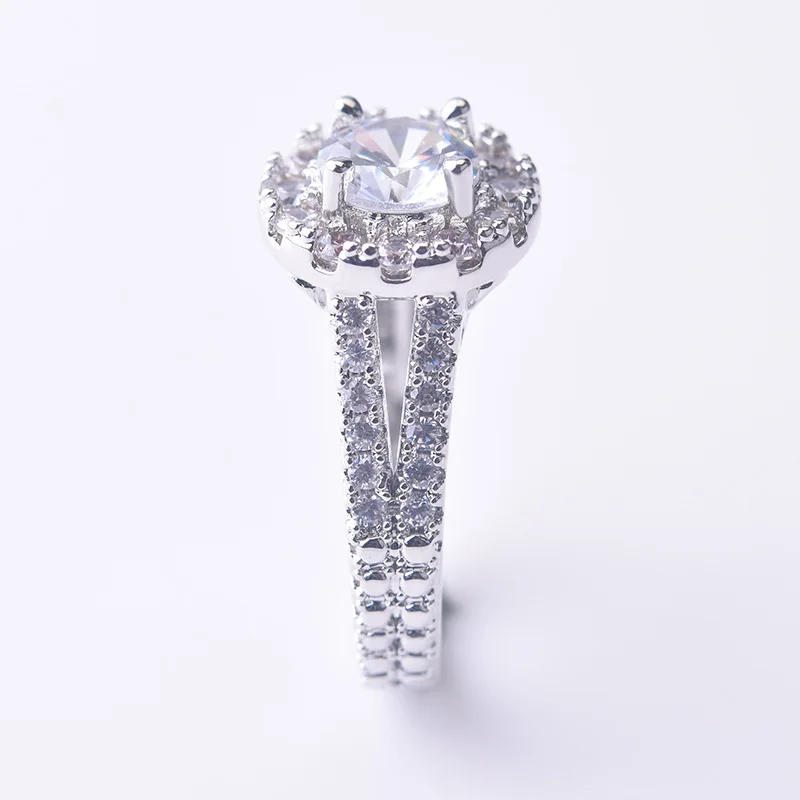 Флэш-инкрустированное Серебро 925 пробы Кольцо C настоящим бриллиантом для женщин круглый Anillos Bizuteria обручальное топаз; драгоценный камень S925 ювелирные кольца