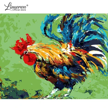 

DIY Frame Painting By Numbers Chicken cock Animal Paint On Canvas Wall Art Picture Coloring By Number For Living Room Home Decor