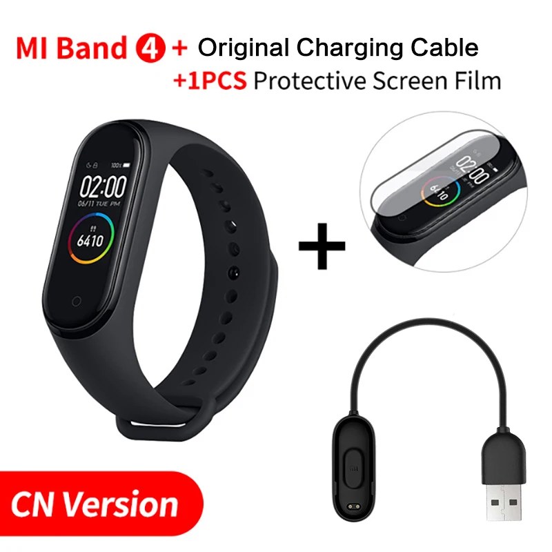 Xiaomi mi Band 4 Smart mi band 3 Цвета экран Браслет фитнес-трекер для измерения сердечного ритма Bluetooth 5,0 водонепроницаемый банда4 - Цвет: CNAdd Original Cable
