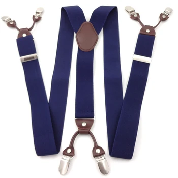 

Men Commercial Portable Vintage Leather Alloy Casual Across Elastic Clip On Accessories Suspenders