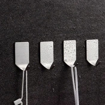 

8Pcs/Set Stainless Steel Wall Hook Self Adhesive No Trace Silver Wall Hanging Hook Kitchen Supplies Bathroom Accessories