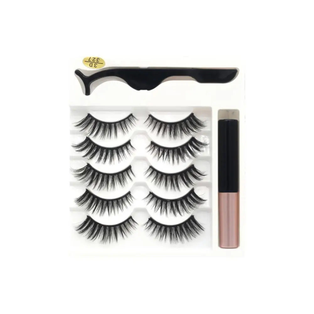 

5 Pair Magnetic False Eyelashes Lashes With Liquid Extension Eyelash Tweezers Kit Set Magnetic Eyeliner Long-lasting Eyelas A1I1
