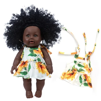 

With Clothes Gift Lifelike Children Reborn Baby Kids Toy Fun Black Girl Doll Soft Movable Playmate Cute African Toddler DIY