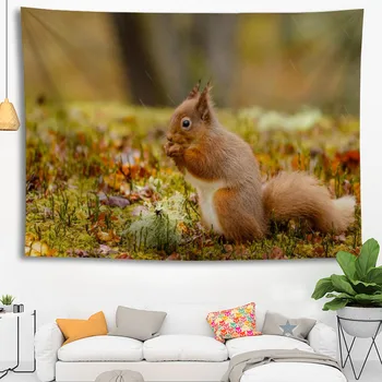 

Hot Sale Custom High Quality Squirrel Wall Hanging HD Landscape 3D Printing Digital Printing Home Decoration Tapestry