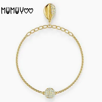 

Fashion jewelry high quality swa, 2020 new simple golden shell crystal pendant invisible magnetic clasp bracelet female bracelet