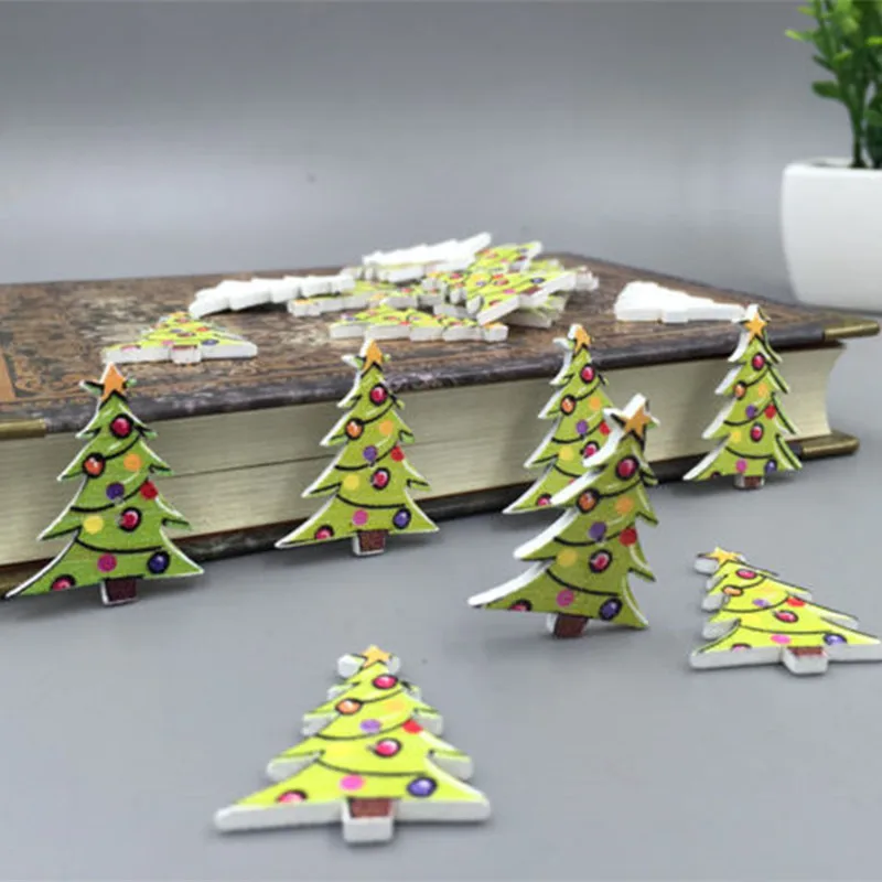 DIY 100 шт Счастливого Рождества деревянные Швейные Кнопки Рождественские елки Декоративные Скрапбукинг