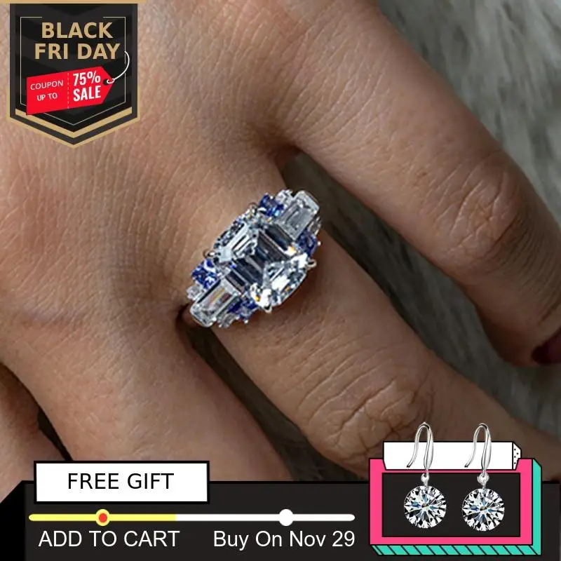 

8*10mm Emerald Cut NOT FAKE S925 Sterling Silver Ring SONA Halo Fine Ring citrine sapphire amethyst ruby coloured diamond
