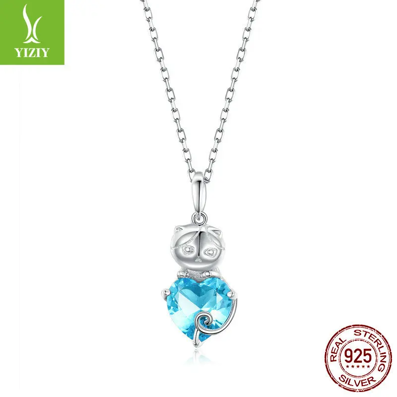 

Hot Selling Blue Cat 925 Sterling Necklace Women's Korean-style-Style White Gold Plated Adjustable Silver Necklace Scn331