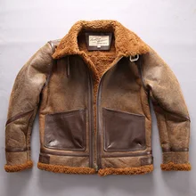 Фабричная Новинка, мужская куртка из овчины, модная кожаная куртка с карманами, шерстяная подкладка, куртка из овчины для холодной зимы, пальто пилота для России