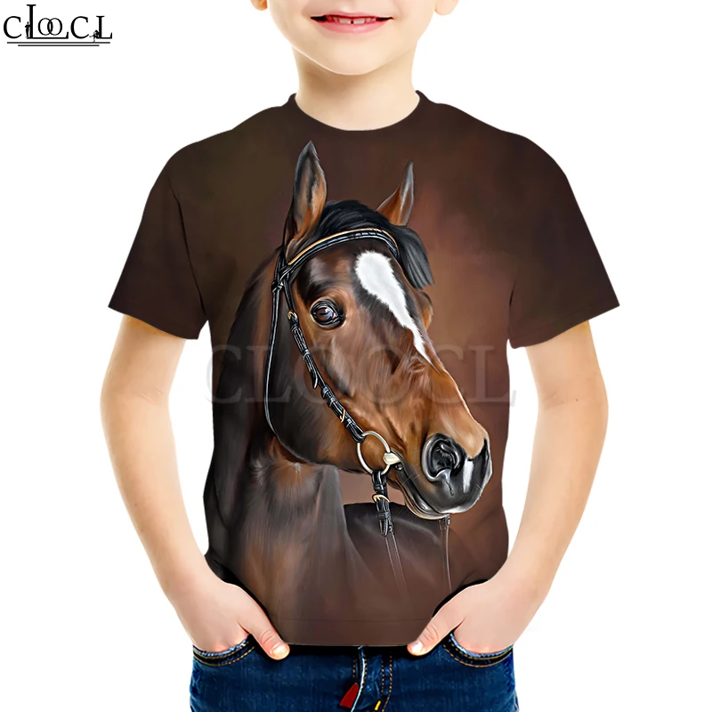  Children's Horse Racing Hoodie Boy Girl 3D Print Horse Sweatshirt Baby Daughter T Shirt Casual Shor