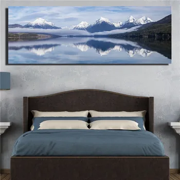 

Snow Mountain River Oil Painting on Canvas Posters and Prints Cuadros Wall Art Pictures For Living Room Decor