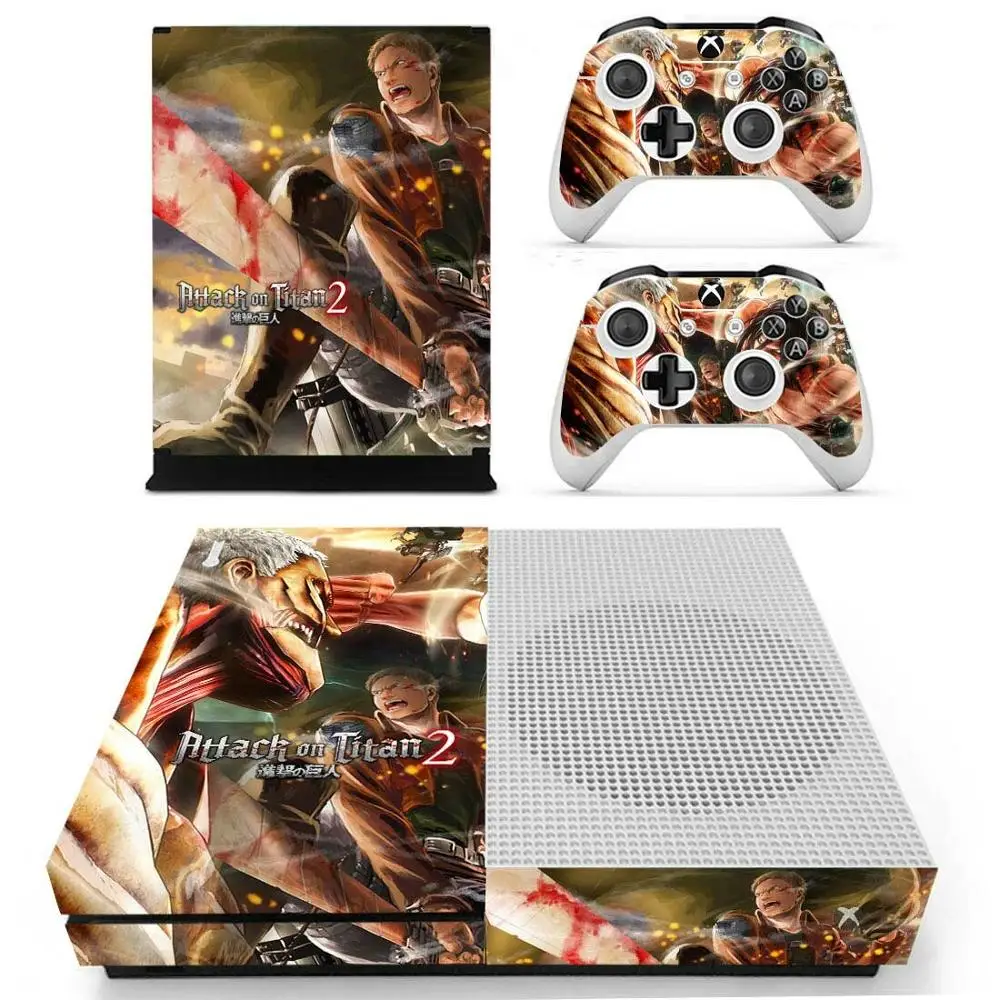 Attack on Titan 2 стикер s для Xbox One S виниловые наклейки на кожу наклейки Pegatinas для Xbox one тонкая консоль и два контроллера шкуры - Цвет: YS-xboxoneS-1210