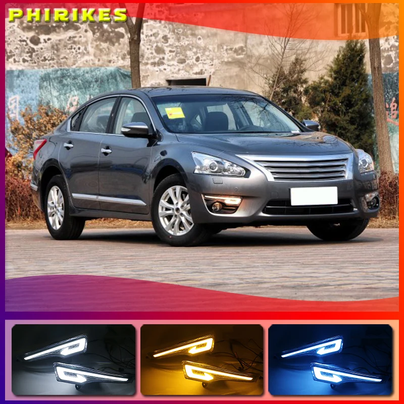 1pair Drl Daytime Running Lights Fog Lamp Cover Headlight 12v Daylight For Nissan Altima Teana