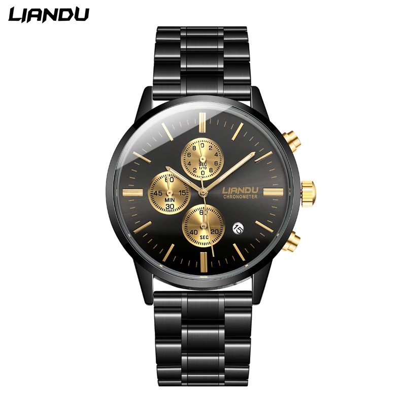 

LIANDU Brand Business Men Watch Stainless Band Quartz WristWatch Chronograph Waterproof Slim Date Clock Relogio Masculion