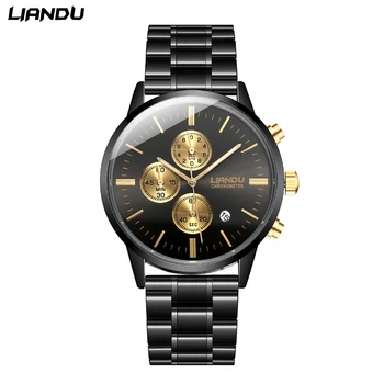 

LIANDU Brand Business Men Watch Stainless Band Quartz WristWatch Chronograph Waterproof Slim Date Clock Relogio Masculion