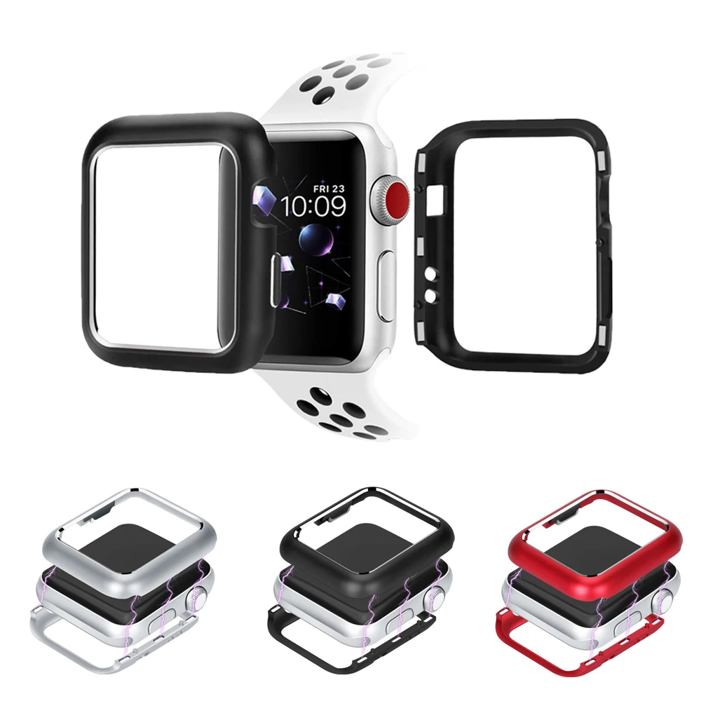 

Magnetic Aluminum Metal Frame Protector Cover Case For Apple Watch Series 4 44mm Series 5 Case 40mm Innovative Magnetic Absorption Design For iWatch Series 3 42mm Case 2 1 38mm Protective Shock-Proof Bumper Case Cover