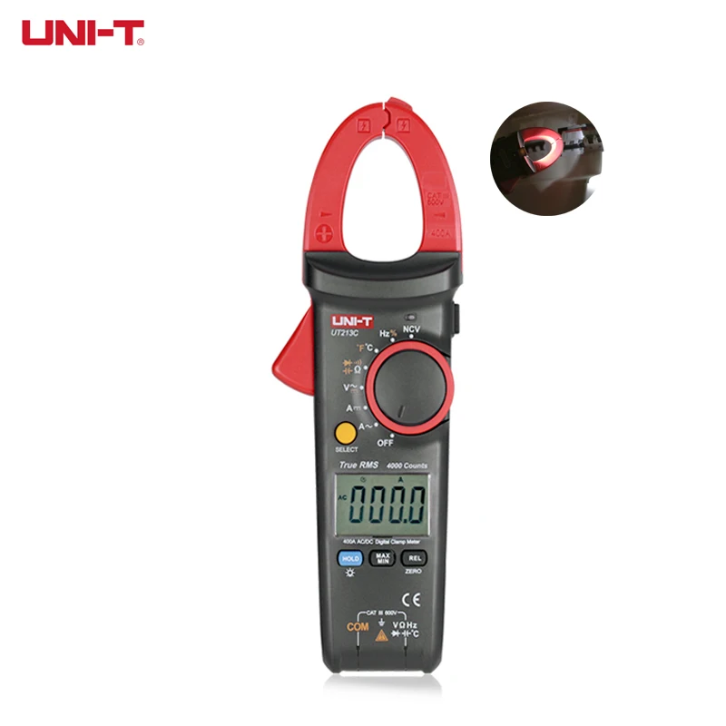 Uni-t цифровой измеритель тока постоянного тока 400A AC DC мультиметр с зажимом UT213C NCV измерение электропроводности сопротивления напряжения